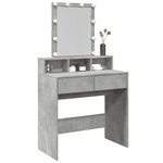 vidaXL Coiffeuse avec LED gris béton 80x41x144 5 cm