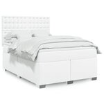vidaXL Sommier à lattes de lit avec matelas Blanc 140x200cm Similicuir