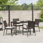 vidaXL Ensemble de salle à manger de jardin 5 pièces avec coussins en poly rotin marron