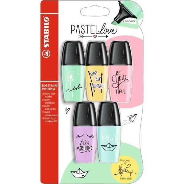 STABILO 5 mini surligneurs BOSS MiniPastellove (Lot de 3)