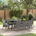 vidaXL Ensemble de salle à manger jardin 9 pièces Gris Poly Rattan