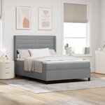 vidaXL Lit à ressort avec matelas et lumière LED Gris clair 140x200 cm Tissu