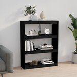 vidaXL Bibliothèque/Séparateur de pièce Noir 80x30x103 5 cm Pin massif