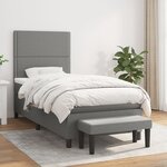 vidaXL Sommier à lattes de lit avec matelas Gris foncé 90x200 cm Tissu