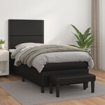 vidaXL Sommier à lattes de lit avec matelas Noir 100x200 cm Similicuir