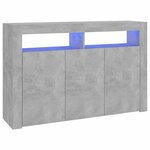 vidaXL Buffet avec lumières LED gris béton 115 5x30x75 cm