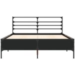 vidaXL Cadre de lit noir 135x190 cm bois d'ingénierie et métal