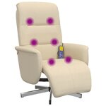 vidaXL Fauteuil inclinable de massage avec repose-pieds crème tissu