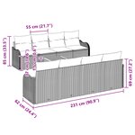 Ensemble de Canapé de Jardin 9 Pièces avec Coussins Noir Poly Rattan Acacia
