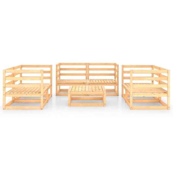 Salon de jardin meuble d'extérieur ensemble de mobilier 7 pièces bois de pin massif 02_0017389