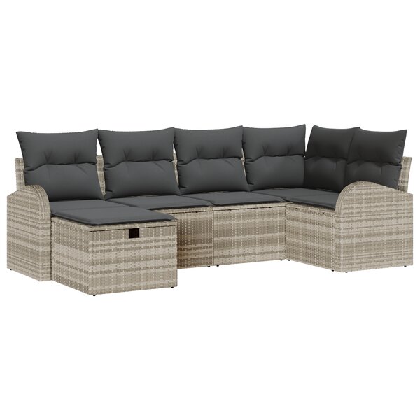 vidaXL Ensemble de canapé de jardin 6 pièces avec coussins en poly rattan gris clair