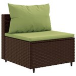 vidaXL Salon de jardin avec coussins 3 Pièces marron résine tressée