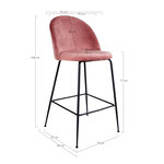 Chaise de bar en velours rose avec pieds noirs