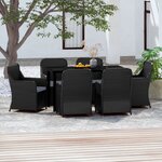 vidaXL Ensemble à manger de jardin avec coussins 7 Pièces Noir