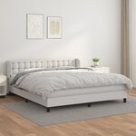 vidaXL Sommier à lattes de lit avec matelas Blanc 180x200cm Similicuir