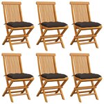 vidaXL Chaises de jardin et coussins taupe lot de 6 Bois teck massif