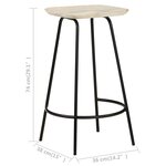 vidaXL Tabourets de bar lot de 2 bois de manguier massif