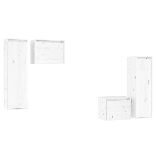 vidaXL Meubles TV 4 Pièces Blanc Bois massif de pin