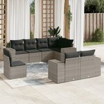 vidaXL Salon de jardin 8 Pièces avec coussins gris résine tressée