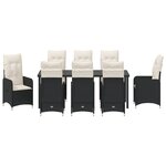 vidaXL Set de salle à manger de jardin 9 pièces avec coussins en noir Poly Rattan