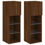 vidaXL Meubles TV avec lumières LED 2 Pièces chêne marron 30 5x30x90 cm