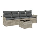 vidaXL Ensemble de canapé de jardin de 5 pièces avec coussins gris clair en poly rotin