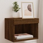 vidaXL Tables de chevet murales avec lumières LED 2 Pièces chêne marron