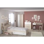 PARISOT Chambre enfant complete - Tete de lit + lit + commode + armoire + bureau - contemporain - Décor acacia clair et blanc - CHAR