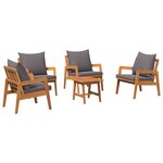 Ensemble Bistro 5 pièces avec coussins en bois d'acacia