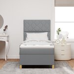 vidaXL Lit avec sommier et matelas gris clair simple en tissu