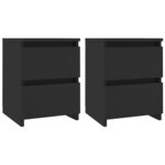 vidaXL Tables de chevet 2 Pièces Noir 30x30x40 cm Bois d'ingénierie