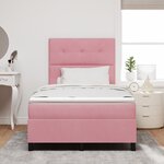 Lit avec sommier et matelas vidaXL Rose Petite Double Velours
