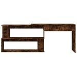 Bureau table poste de travail meuble d'ordinateur informatique étude d'angle chêne fumé 200 x 50 x 76 cm bois d'ingénierie brun 02_0023673