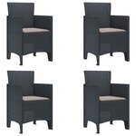 vidaXL Ensemble de Repas de Jardin de 5 Pièces avec Coussins Anthracite en Poly Rattan