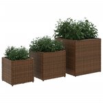 vidaXL Jardinières d'extérieur 3 Pièces marron résine tressée