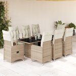 vidaXL Ensemble de bistro de jardin 9 Pièces coussins marron poly rotin