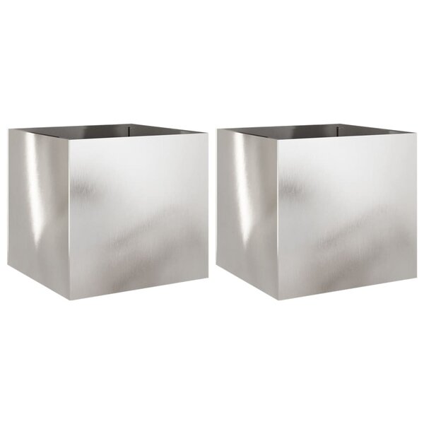 vidaXL Jardinières 2 Pièces argenté 49x47x46 cm acier inoxydable