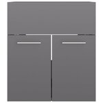 vidaXL Armoire d'évier avec lavabo intégré Gris brillant Aggloméré
