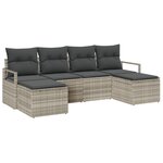 Ensemble de canapé de jardin 6 pièces vidaXL avec coussins Gris clair Poly Rotin
