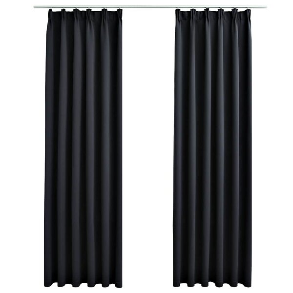 vidaXL Rideaux occultants avec crochets 2 Pièces Noir 140x175 cm