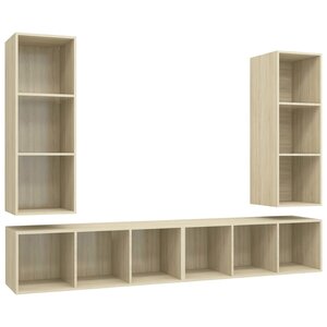 vidaXL Meubles TV muraux 4 Pièces Chêne sonoma Bois d'ingénierie