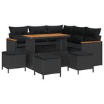Ensemble de Canapé de Jardin 9 pièces avec Coussins Noir Rattan Synthétique Acacia