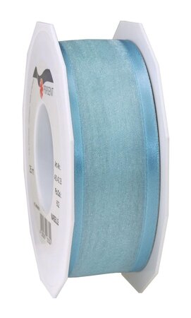 Organza marseille 25-m-rouleau 40 mm laitonné bleu ciel