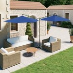 vidaXL Parasol double avec mât en acier Bleu azuré 600 cm