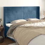 vidaXL Tête de lit avec oreilles Bleu foncé 183x16x118/128 cm Velours
