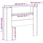 vidaXL Armoire tête de lit avec LED blanc 120x16 5x103 5 cm