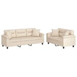 vidaXL Ensemble de canapés 2 Pièces avec coussins Beige Tissu microfibre
