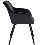 Lot de 2 chaises pieds noir siège de salon cuisine salle à manger design élégant velours noir 08_0000572