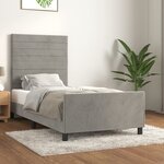 vidaXL Cadre de lit avec tête de lit Gris clair 90x190 cm Velours