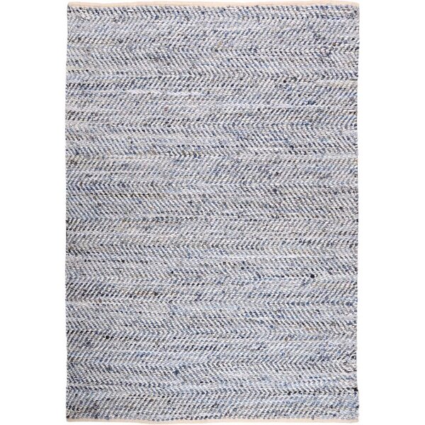Tapis cuir et coton blanc et bleu atlas 230 x 160 cm